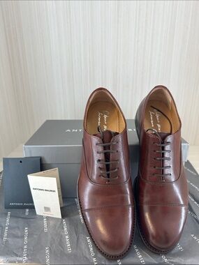 Antonio Maurizi Brown Leather Cap-Toe Oxfords